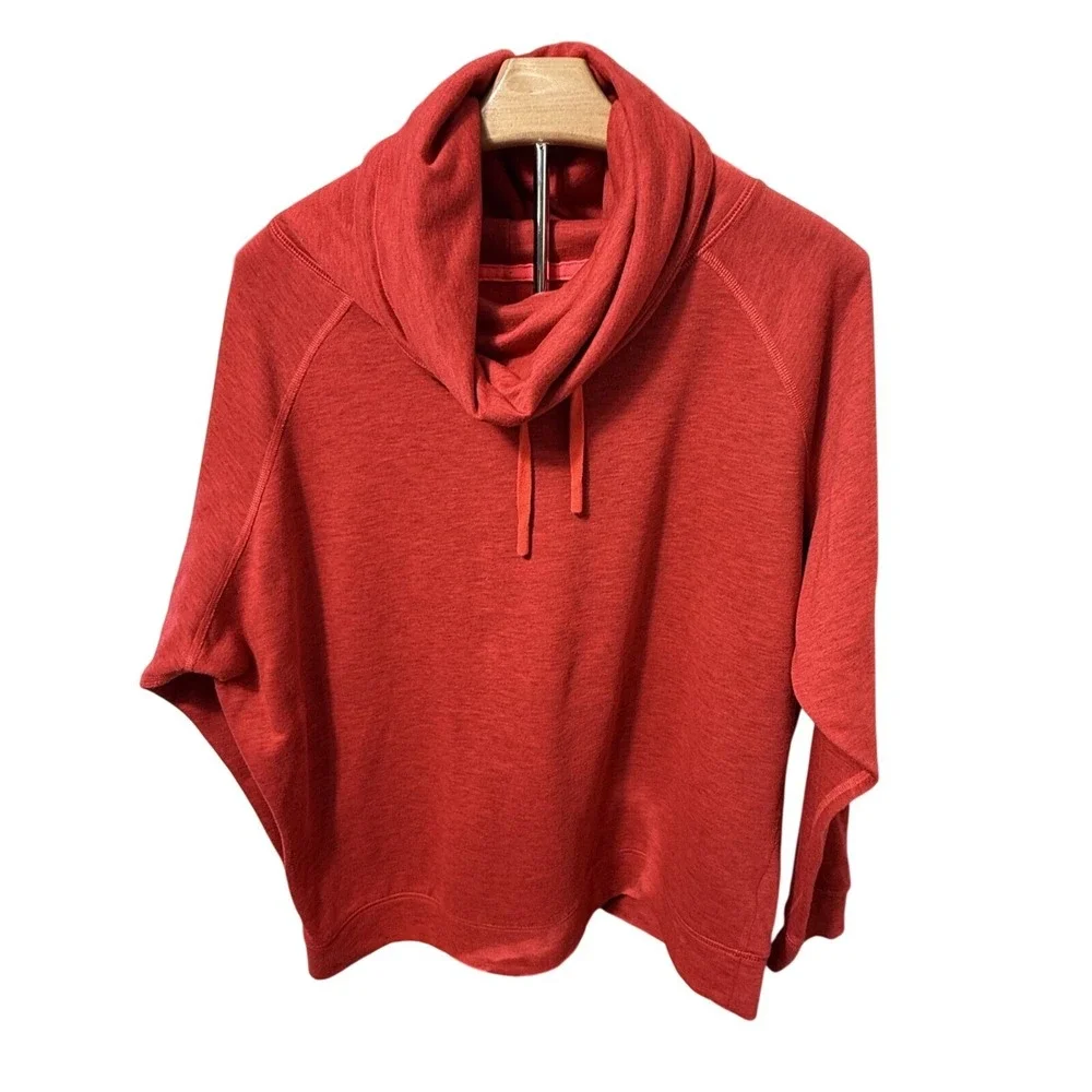 Nike Dri-FIT Cowl Neck Pullover Sweatshirt Womens XL Red Raglan Long Sleeve